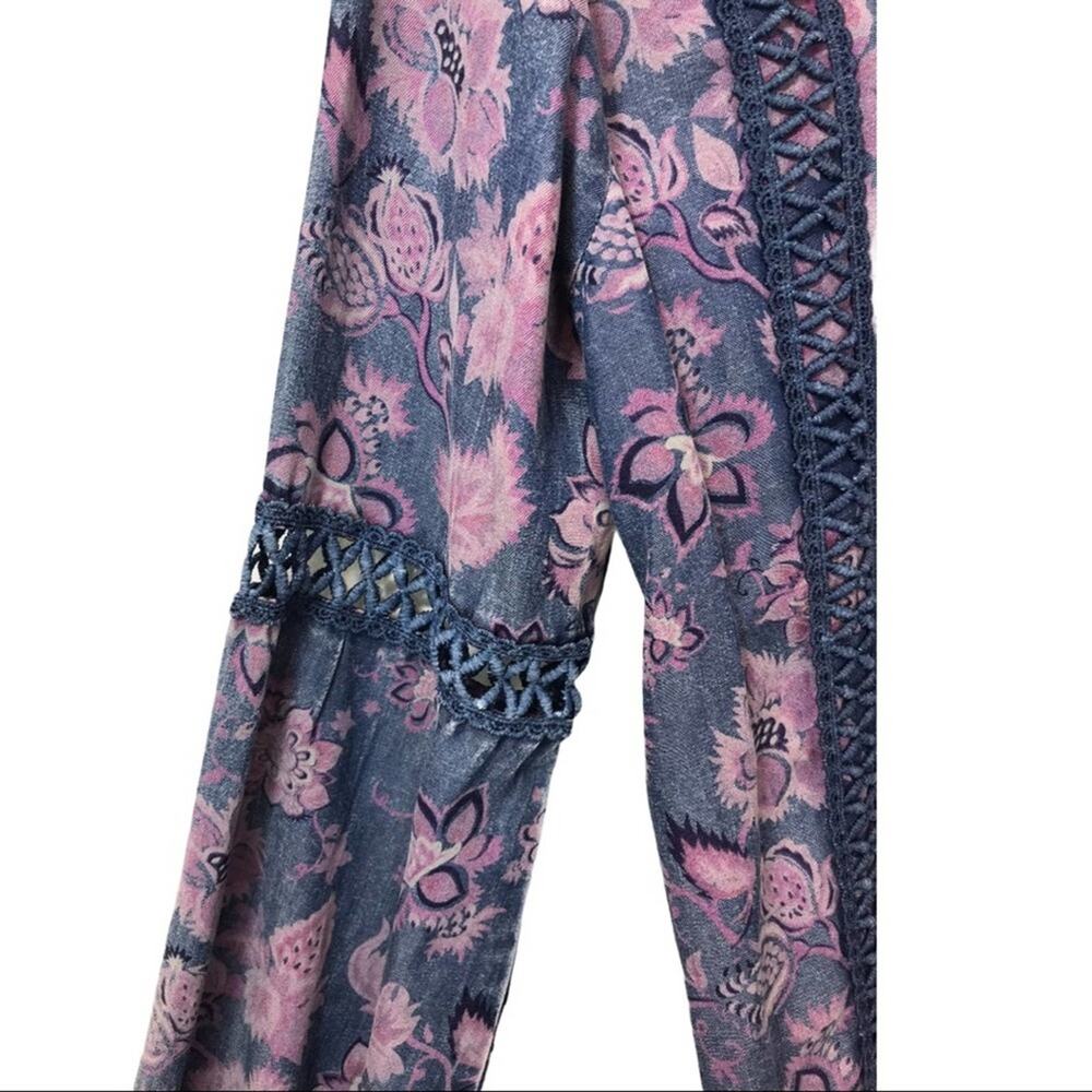 Standard Grace Floral Boho Blouse Chambray Lyocell oversized - Picture 4 of 8